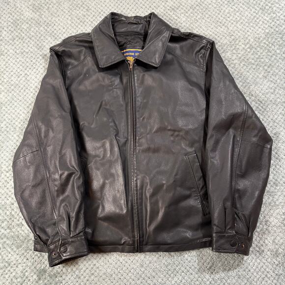 Airborne Leathers Men's Racing Motorcycle Black Bomber Jacket Sz XL - Picture 1 of 11